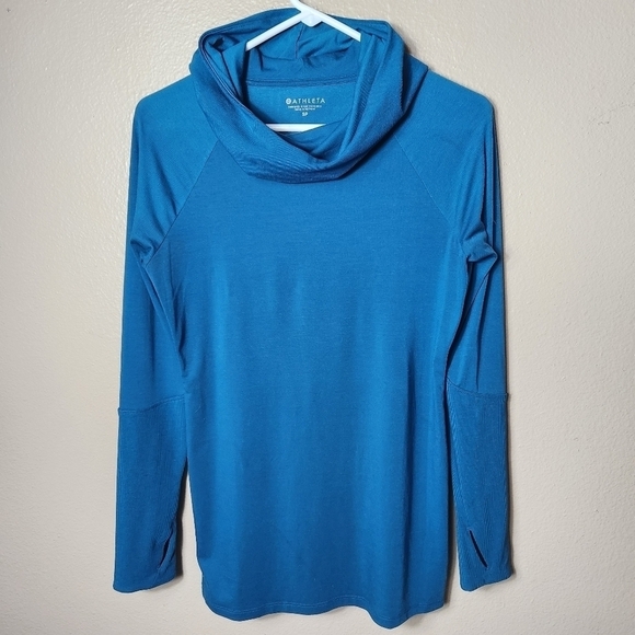 Athleta Teal Essence Cowlneck Hooded Tunic-Size S - Picture 2 of 8